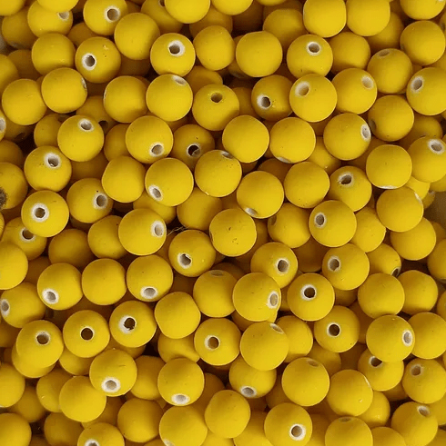 Miçangas Bolas Miçanga Bola Amarela Emborrachada 6mm - 40 gr