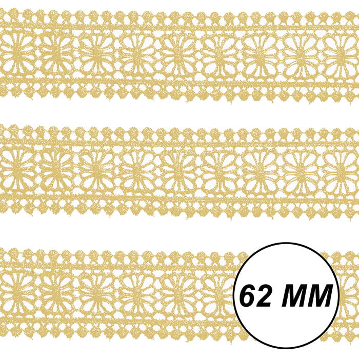 Renda Guipir CHL 571 75mm cor ouro - 13,70mt